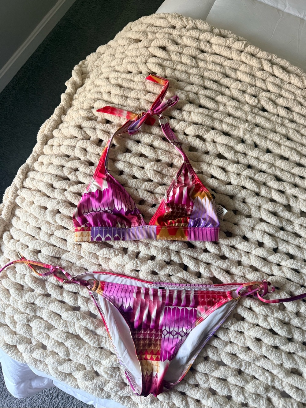 Radio Fiji -Pink & Purple Patterned Halter Bikini Set - Women's Swim